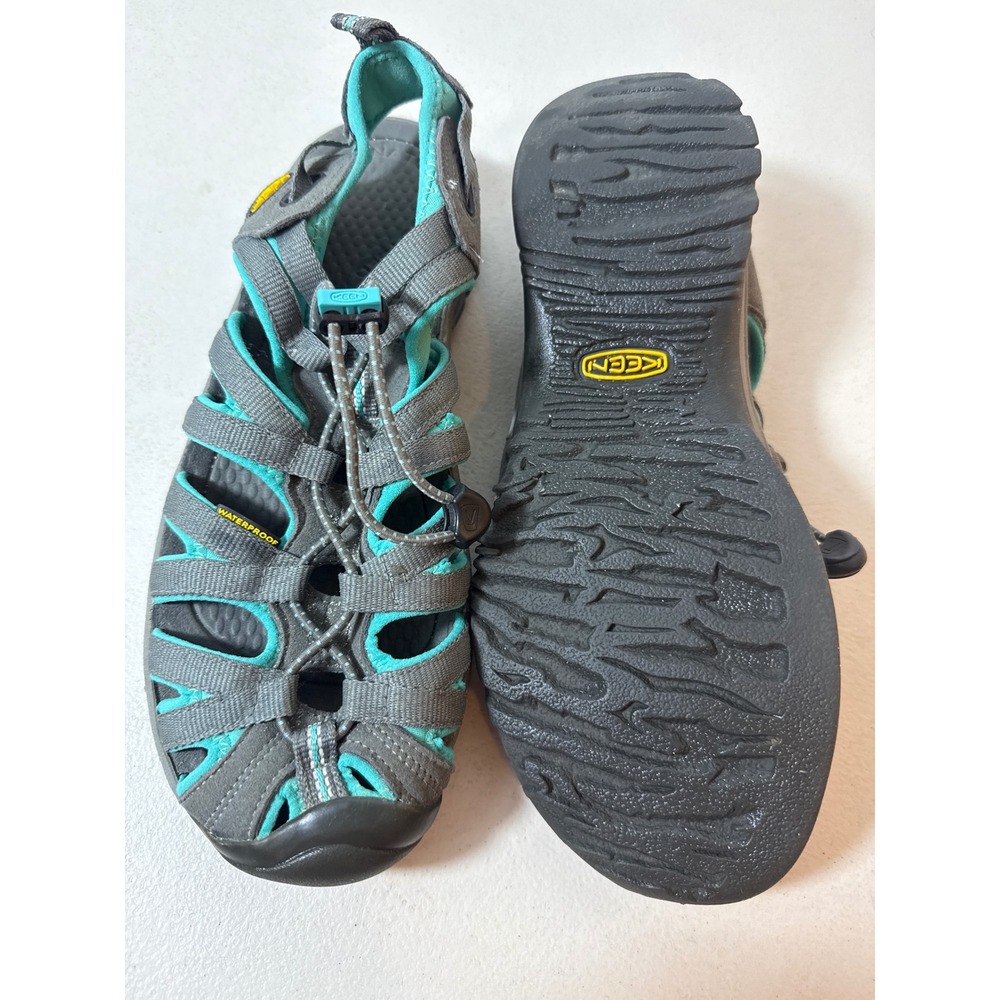 Keen Whisper Waterproof Sandals Womens 9 Grey Aqua Blue Hiking Shoes 1003717